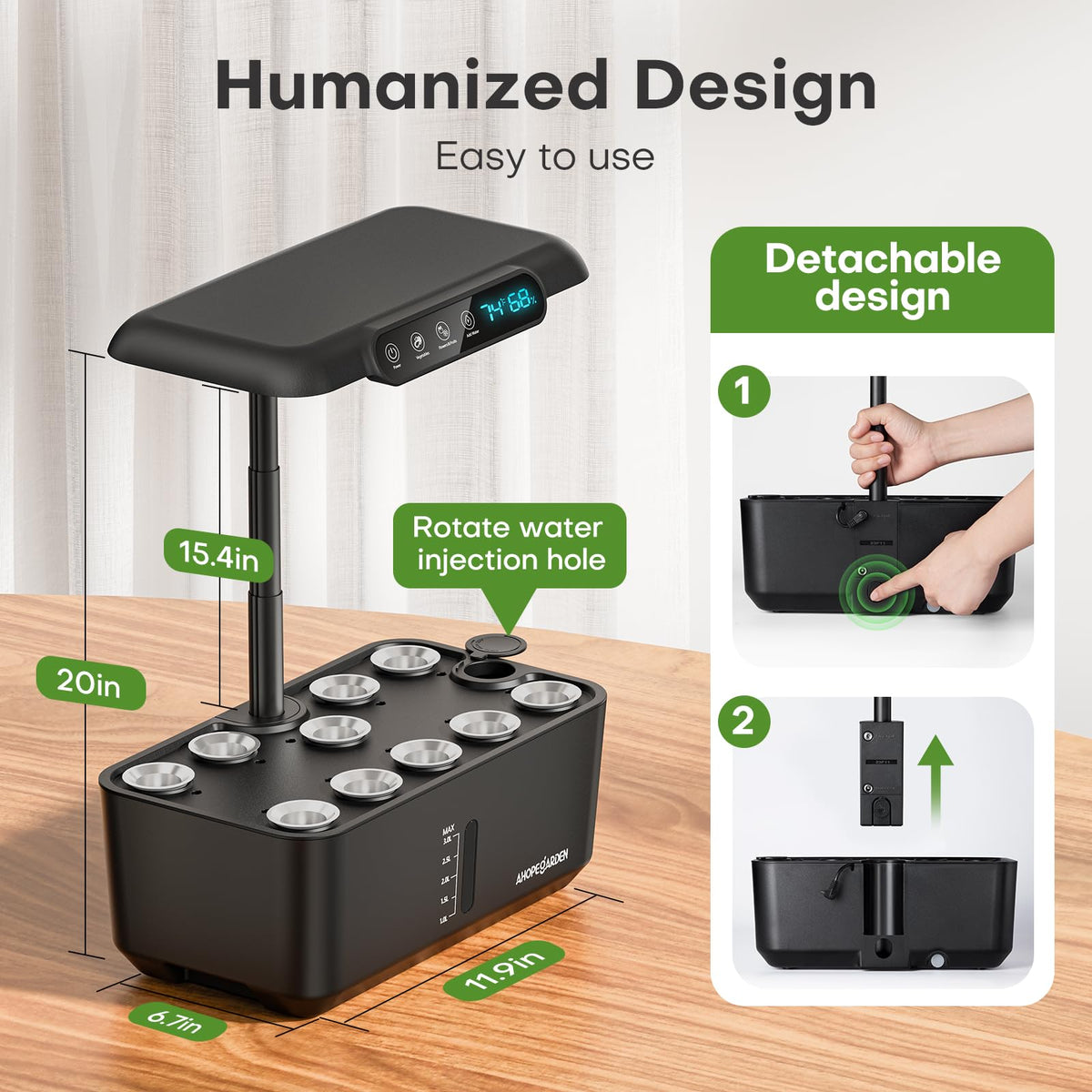 Ahopegarden Hydroponics Growing System Herb Garden: 10 Pods Indoor Garden Kit with LED Grow Light