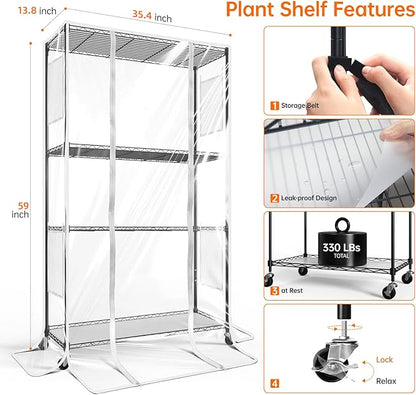 Bstrip Indoor Greenhouse with Grow Light, Plant Stand with 3 Pack Full Spectrum Plant Lights , 3