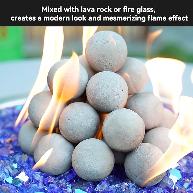 Skyflame 2" Fireplace Balls for Gas Fireplace, 25-Pack Round Ceramic Ball Set for Indoor/Outdoor
