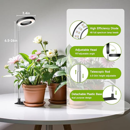 Kullinss Grow Light, 48 LEDs Full Spectrum Plant Lights for Indoor Growing, Halo Plant Light with
