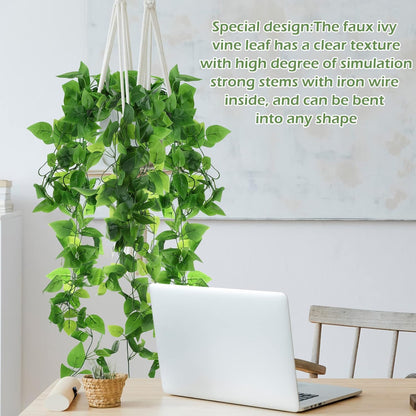 Hoteam 18 Pcs Artificial Hanging Plants 32 Inch Fake Ivy Vines with Fake Leaves Patio Artificial