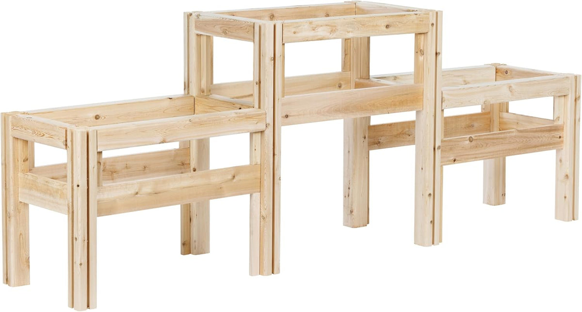 Greenes Fence Two-Tiers Six Bucket Elevated Cedar Wood Garden Frame, 79 in. x 16 in. x 30 in.