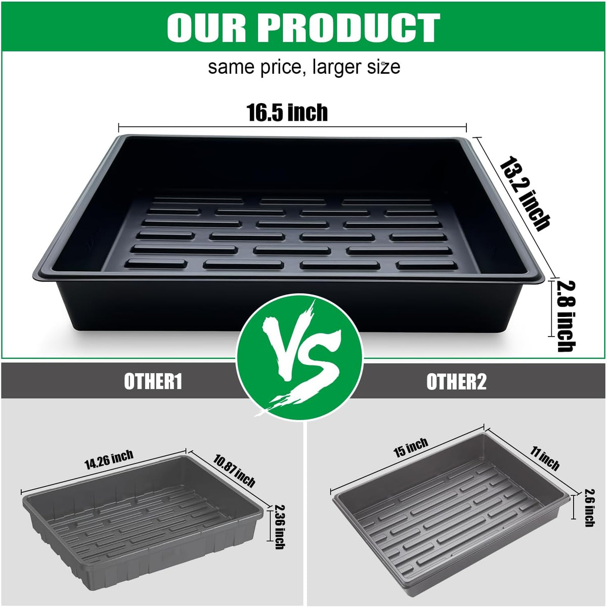 Seed Starter Tray, 5 Packs Plant Tray, Durable Plastic Growing Trays, Stackable Seedling Starter