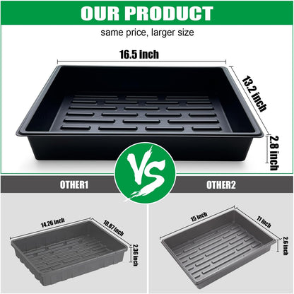 Seed Starter Tray, 5 Packs Plant Tray, Durable Plastic Growing Trays, Stackable Seedling Starter