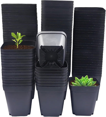 Square Nursery Pots 3" 120Pcs Deep Succulent Plastic Pots Small Flower Planter Seeds Starter