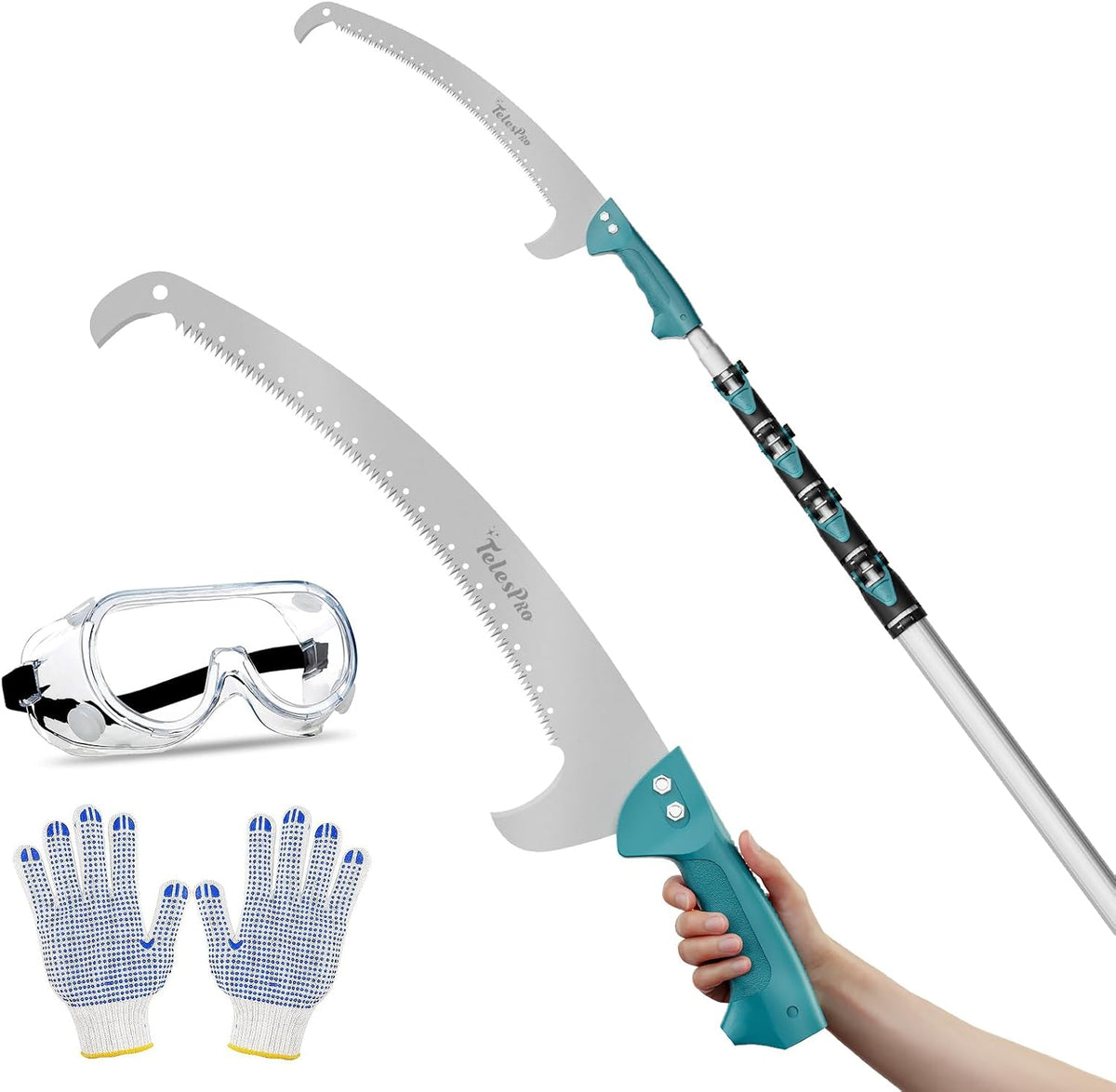 Extendable Tree Trimmer: Manual Pole Saw | 6-24ft Telescoping Pruning Pole for Tree Trimming | Saw