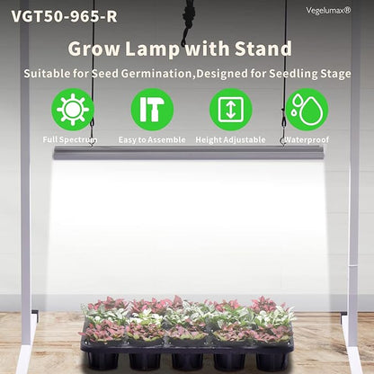 50Watt 2 Feet LED Grow Light Lamp Stand Rack with White Light Full Spectrum CRI90+ for