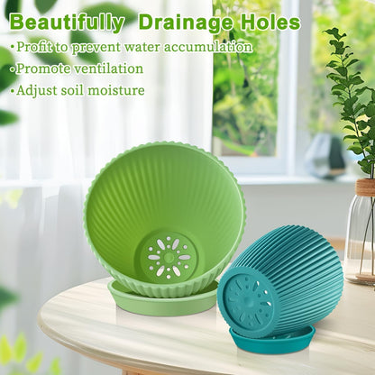 SupKing Plant Pots with Drainage Saucers 7.5/6.7/6/5/4/3.5 Inch Set of 6,Plastic Flower Pots