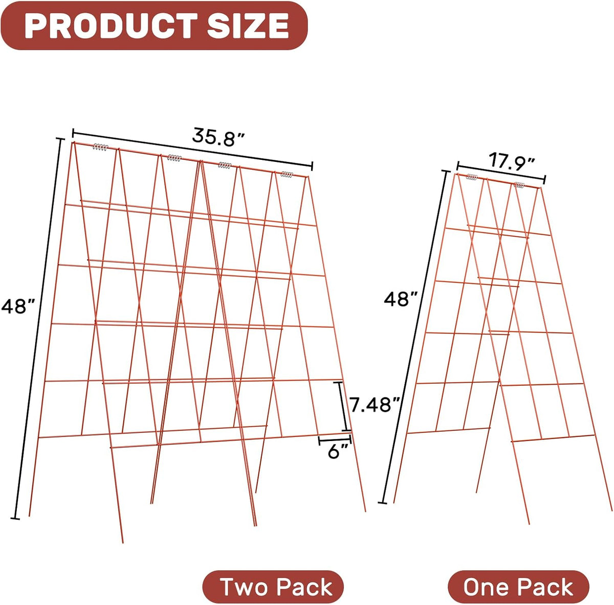 DOEWORKS Cucumber Trellis, 48" High Foldable A Frame Garden Trellis, 2 Pack, Plant Support for