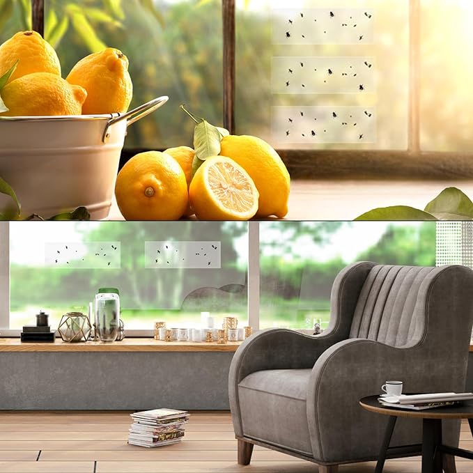 Faicuk 20-Pack Clear Window Fly Traps Sticky Flys Strip for Indoor Houseflies Nontoxic and