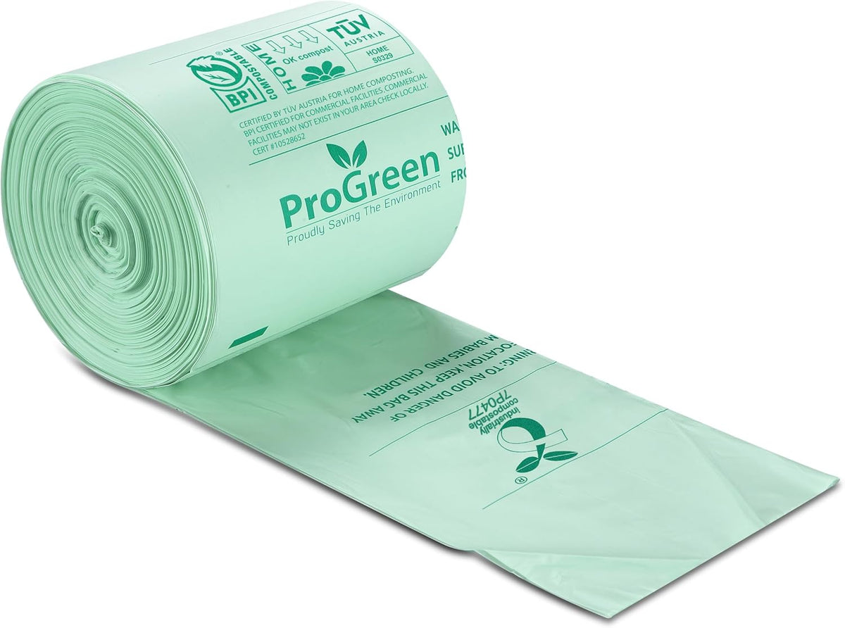 ProGreen Compostable Trash Bags, Extra Thick, Compost Kitchen Bin Bags, Food Scraps Yard Waste