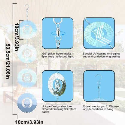 Bird Deterrents for Outside Owl Bird Scare Discs 3D Shiny Helix Wind Spinners, Reflective Bird