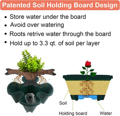 Vertical Planter, 6 Tier Stackable Strawberry Planter with Garden Tool Set, Movable Indoor/Outdoor