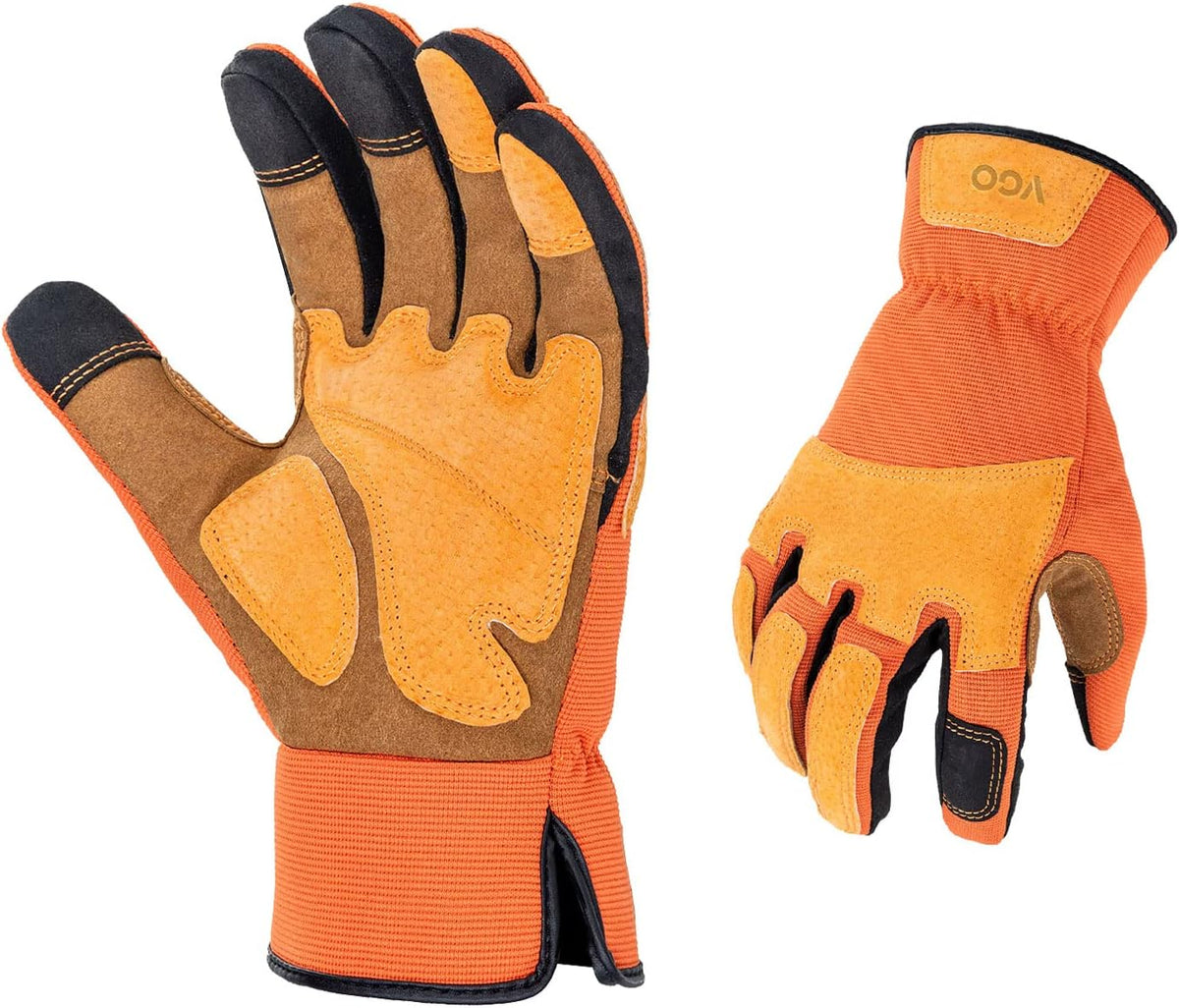 Vgo... 1-Pair Gardening Gloves Men, Safety Work Gloves, Puncture-proof, Thornproof, Touchscreen