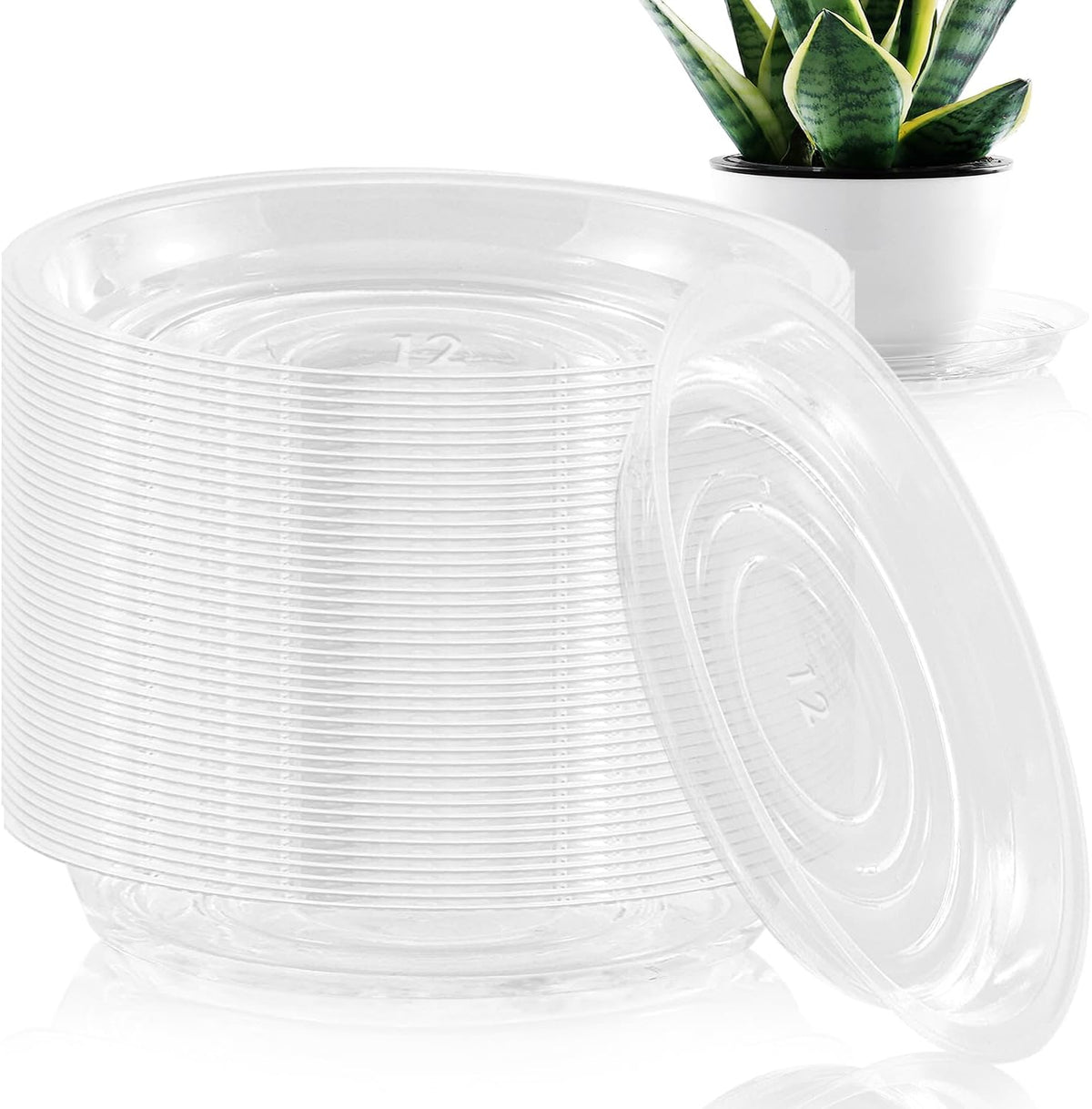 60 Pack 12 Inch Plant Saucer Clear Plant Saucers for Outdoors Plants Drip Trays Extra Large Pot