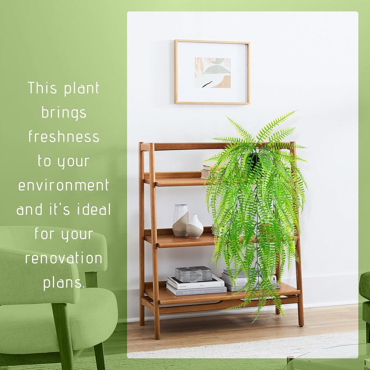 Small Artificial Hanging Plant for Shelf Fake Plant Potted Boston Ferns Faux Trailing Leaves Plant