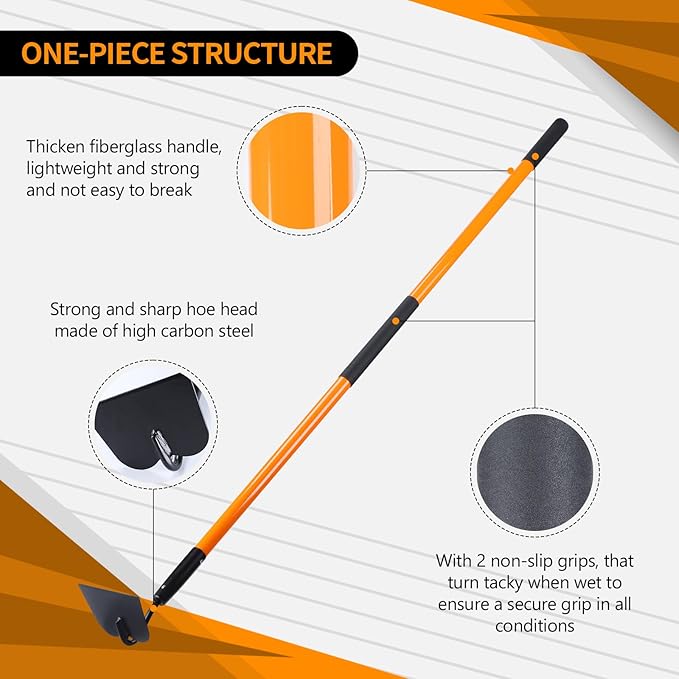 VNIMTI Garden Hoe Tool, Heavy Duty Hoe Garden Tool, Garden Hoe for Weeding with Long Fiberglass