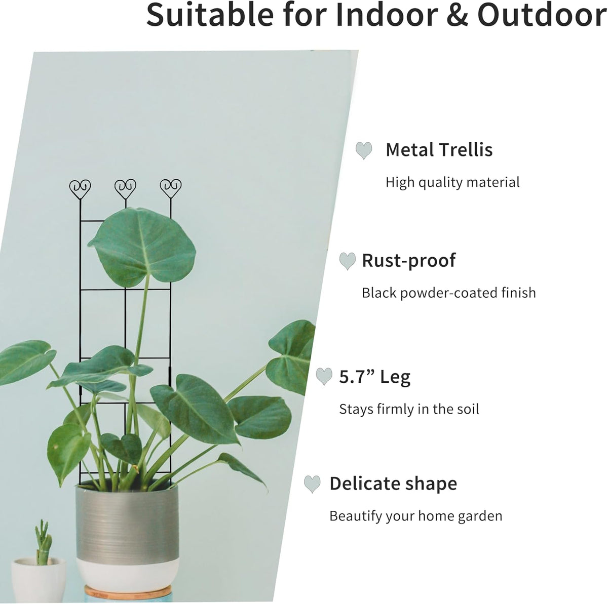 2 Pack 30'' Plant Trellis for Climbing Plants Indoors, Metal Garden Trellis for Potted Houseplant