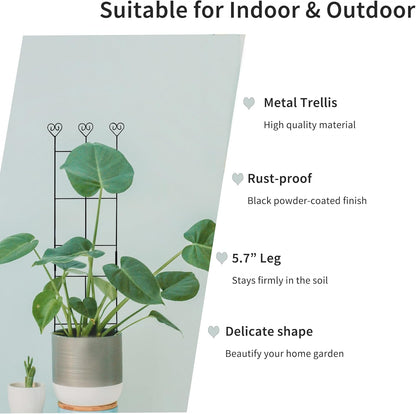 2 Pack 30'' Plant Trellis for Climbing Plants Indoors, Metal Garden Trellis for Potted Houseplant