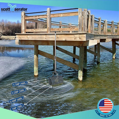 Scott Aerator DeIcer for Lakes & Ponds | 3/4 Horse Power 115V Stainless Steel | 100 ft. Electric