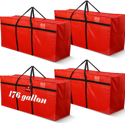 4 Pcs 176 Gallon Large Moving Bags with Zipper and Handles Foldable Storage Duffle Bags Heavy Duty