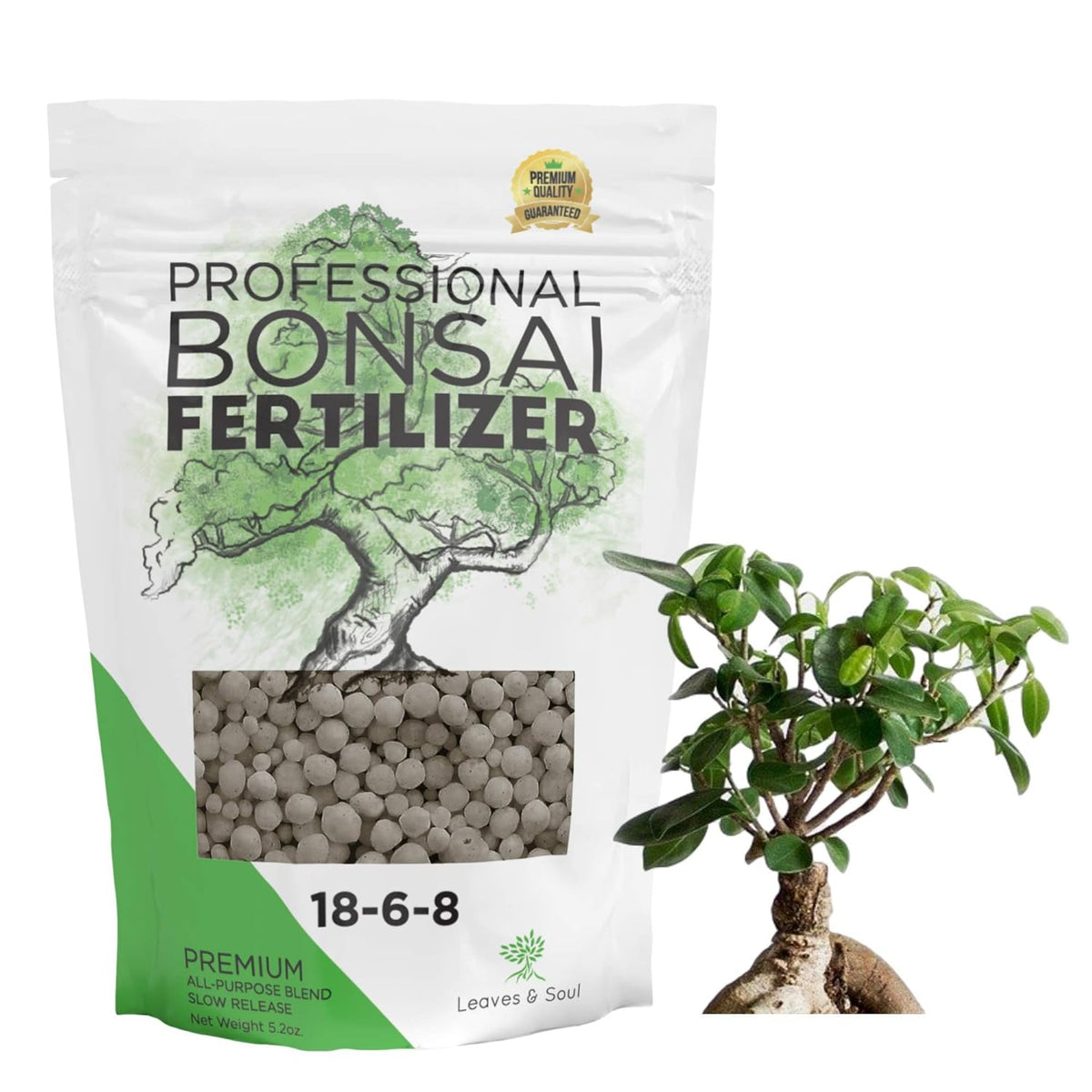 Leaves and Soul Bonsai Fertilizer Pellets |18-6-8 Slow Release Pellets for Seedlings, Mature
