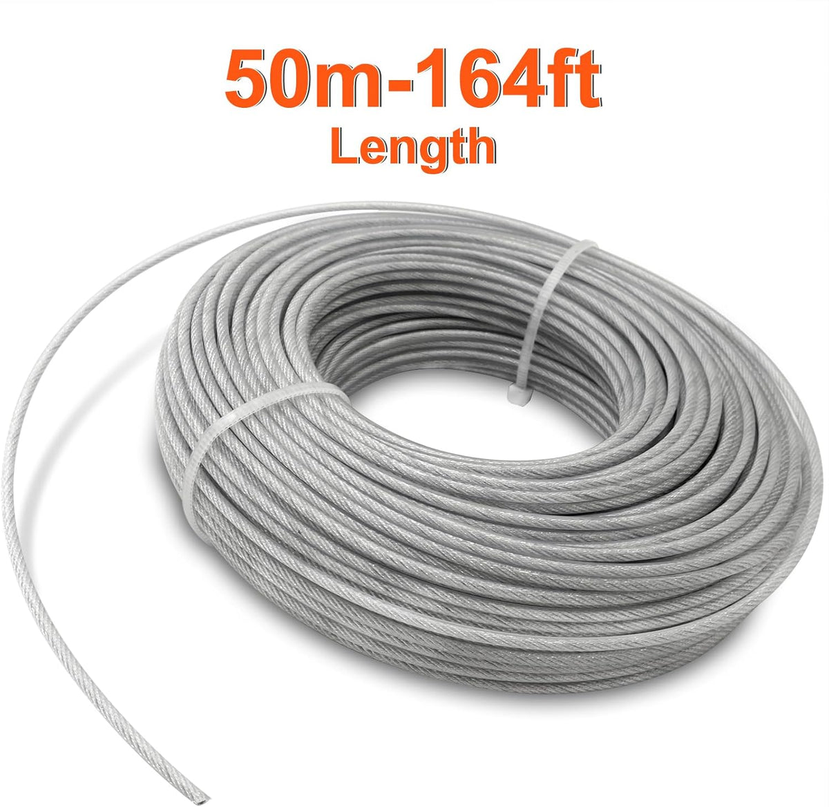 Grass Trimmer Line Nylon Steel 0.095'' 164ft/50m Round String Trimmer Spool Replacement, Steel