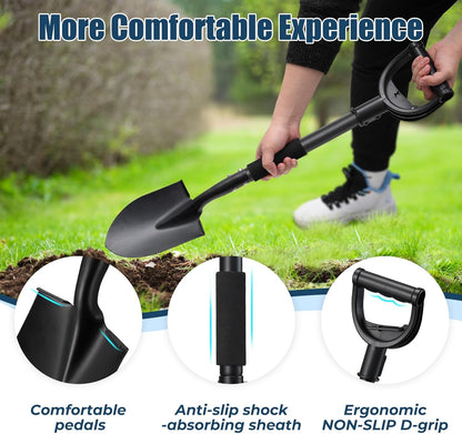 31" Compact Garden Shovel with D-Grip Handle - Rust-Proof Lightweight Metal Tool for Raised Beds