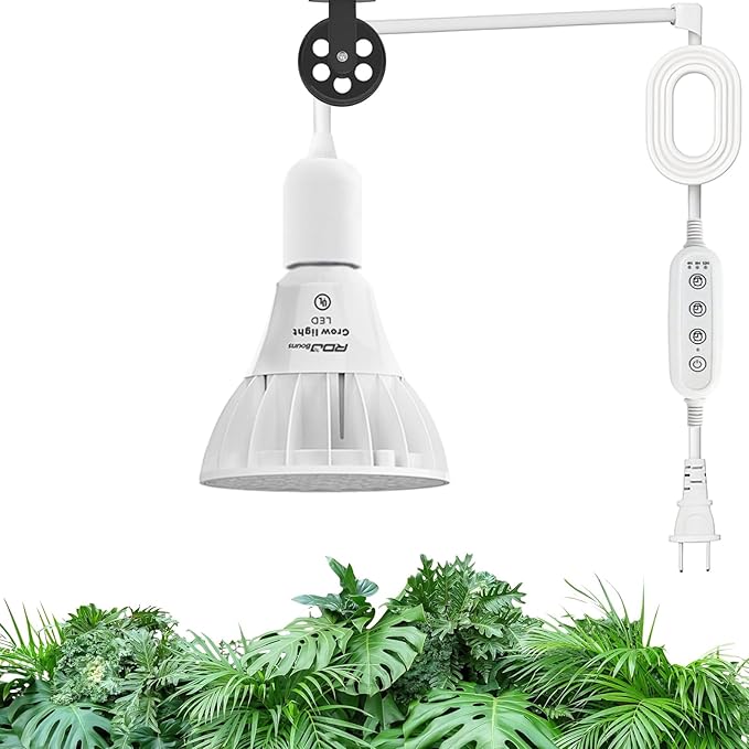 RDJ Bouns Hanging Grow Lights for Indoor Plants, 26W Full Spectrum 4H/8H/12H Timer Switch, 16.4FT