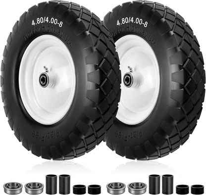 4.80/4.00-8 Flat Free Tire and Wheel- 16" Flat-Free Solid Wheelbarrow Tires with 5/8" & 3/4"