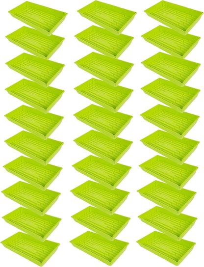 SUNPACK 10" x 20" Mega Plastic Seed Starting Tray, Lime Green, 2.5" (Pack of 30) - No Drainage