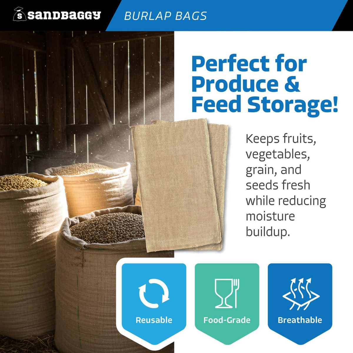 Sandbaggy Burlap Bags Large 24" x 40" - Potato Sack Race Bags for Kids & Adults | Perfect Birthday