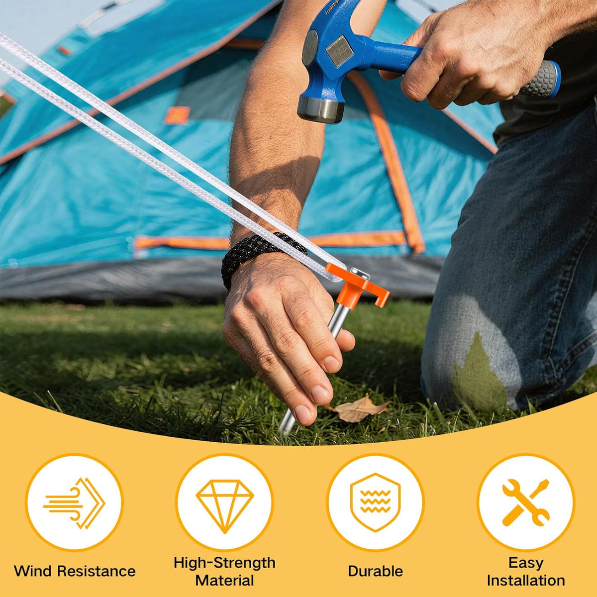 20 Pack Tent Stakes Heavy Duty, 9.84 Inch Rust-Proof Yard Stake Ground Stakes, Metal Tent Pegs for