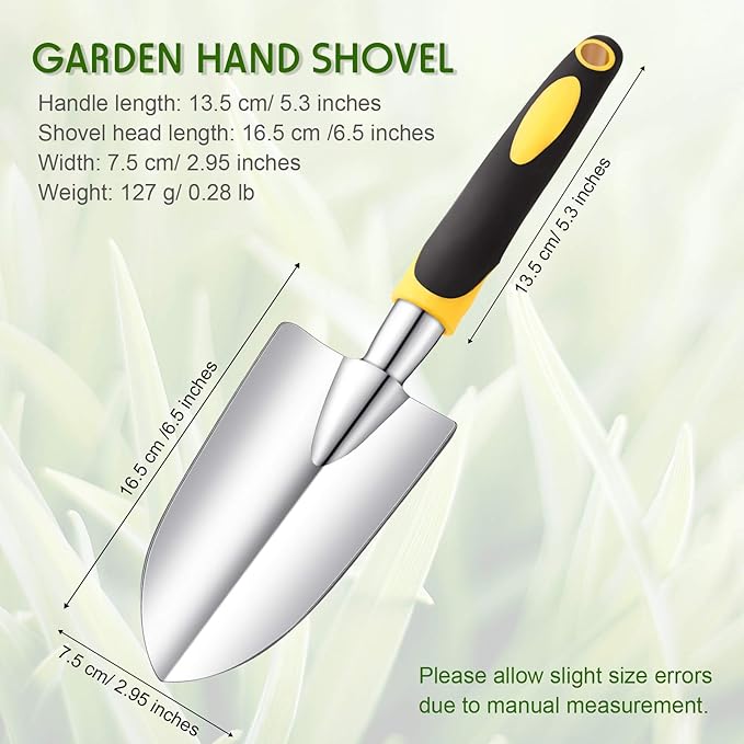 2 Pcs Garden Trowel Hand Shovel Tool Soil Scoop with Soft Rubberized Non Slip Handle Aluminum Alloy