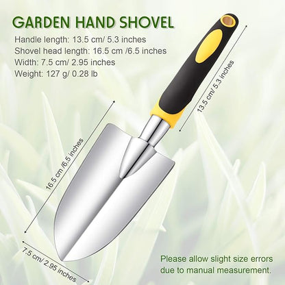 2 Pcs Garden Trowel Hand Shovel Tool Soil Scoop with Soft Rubberized Non Slip Handle Aluminum Alloy