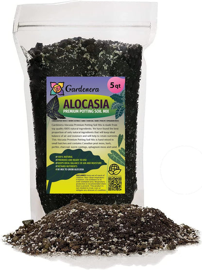 Premium Alocasia Plant Soil Mix by Gardenera - Stimulate Growth and Elevate Leaf Elegance with