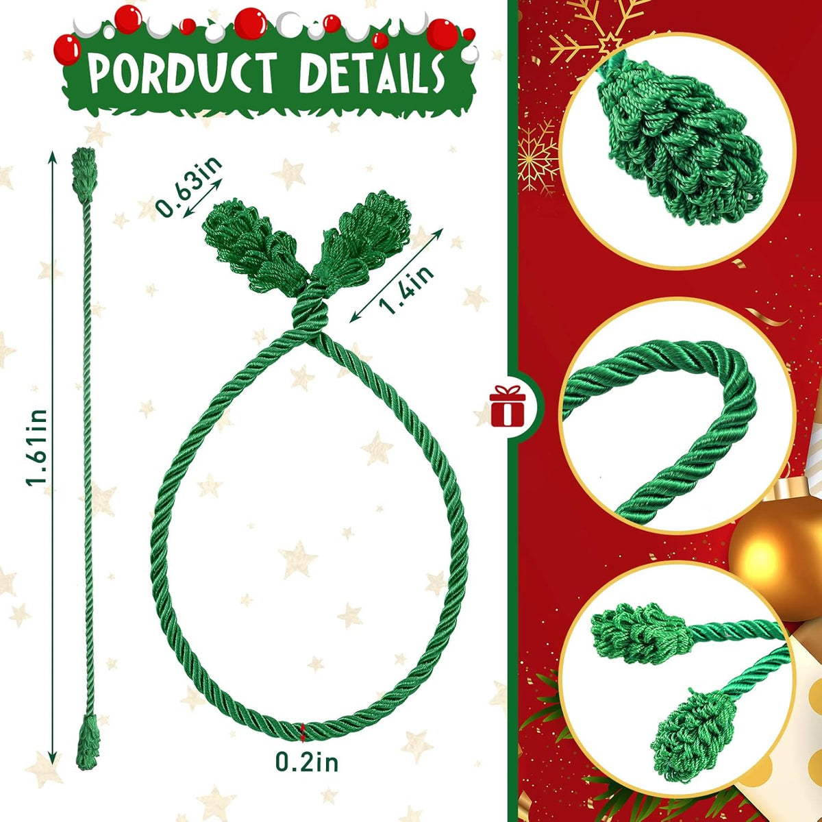 Shappy 12 Pieces Christmas Garland Banister Ties Christmas Decorative Reusable and Flexible Twist