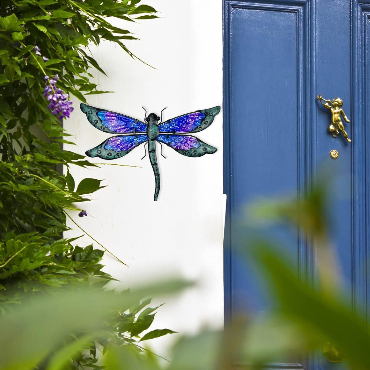 HONGLAND Metal Dragonfly Decor, Dragonfly Outdoor Wall Decor, Metal Wall Art, Wall Sculptures Gifts
