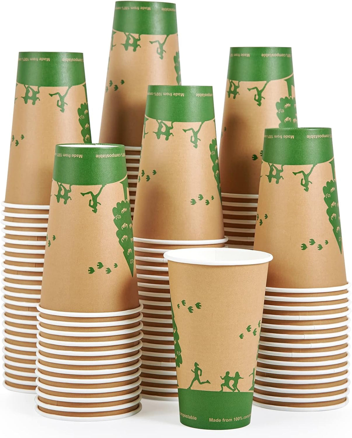 ECOLipak 210 Count 16 oz Paper Cups, 100% Compostable Paper Coffee Cups with PLA Lined, Disposable