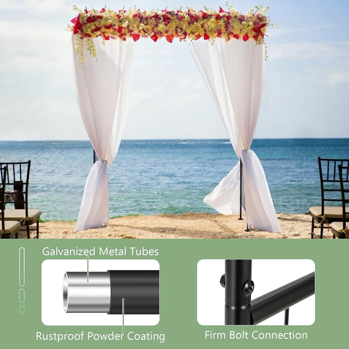 Giantex Garden Arbor Wedding Arch for Ceremony Party, Metal Trellis Archway for Climbing Plants