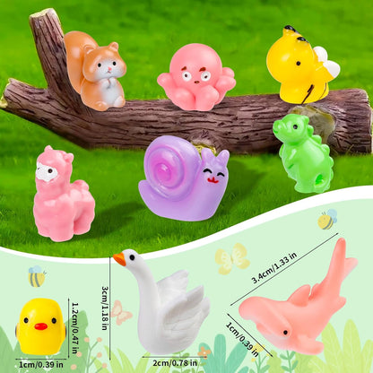 200 Pcs Mini Resin Animals Colorful Mini Animals Figures in Bulk Miniature Little Small Animals