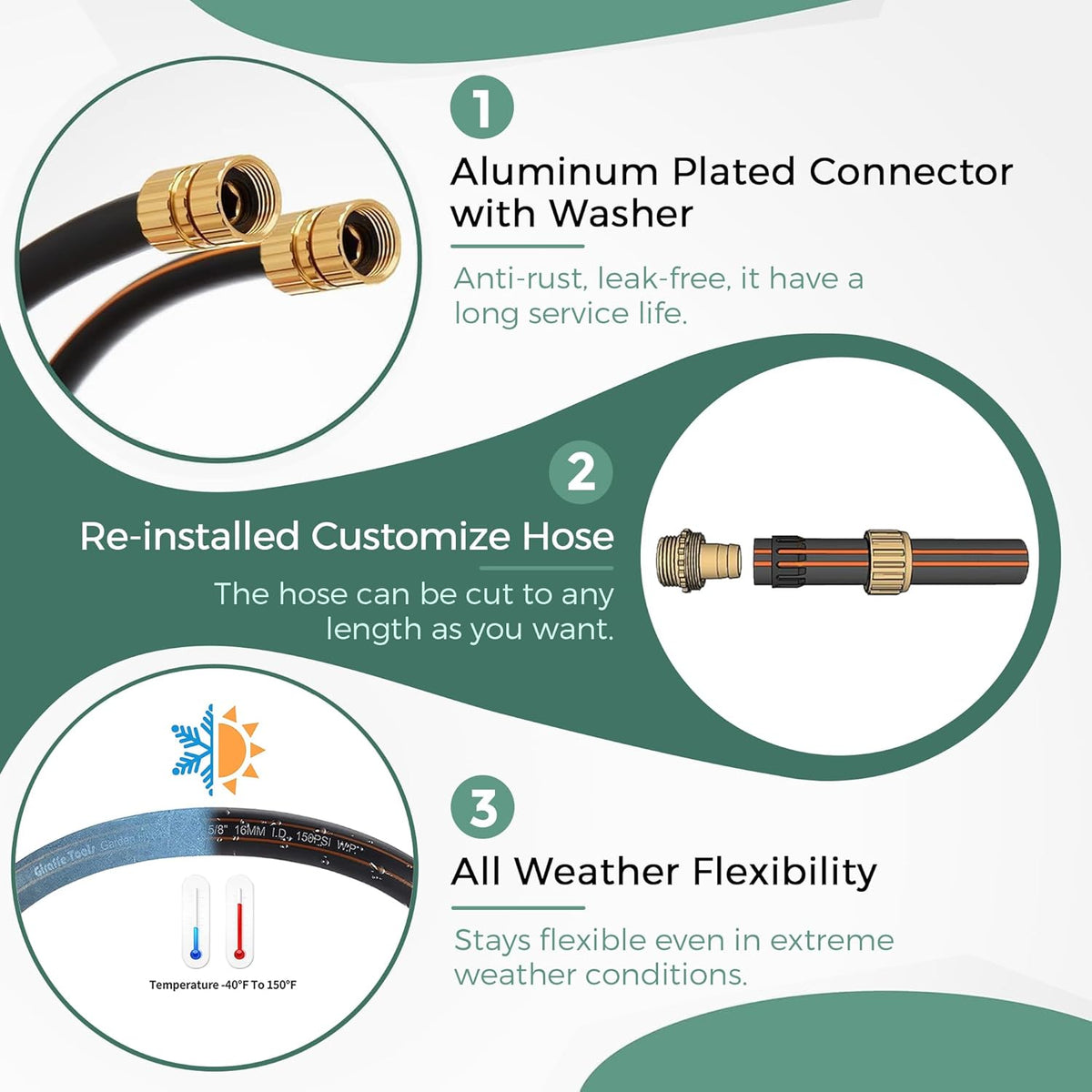 Giraffe Hybrid Leader Hose 5/8" x 6ft Custom Length, No Kink, Flexible, Leakproof Water Hose with