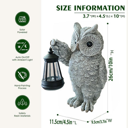 Garden Statues, owl Outdoor Figurines Decorated with Solar Lights, Unique Christmas Birthday Gifts