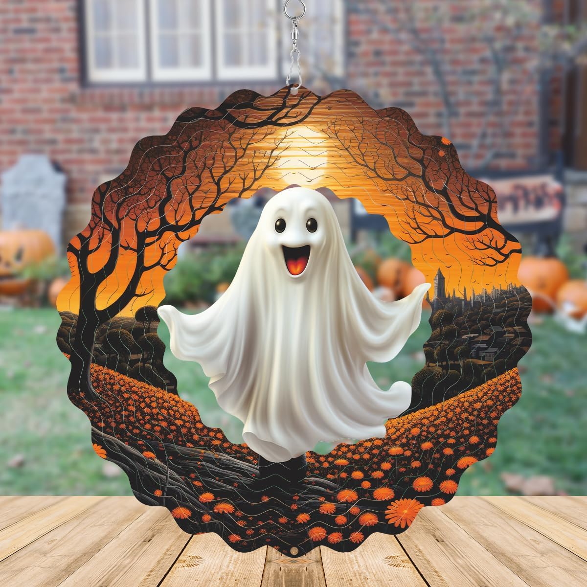 Hanging Wind Spinner Halloween Decor 10 Inch 3D Stainless Wind Spinner for Hanging Outdoor Holidays