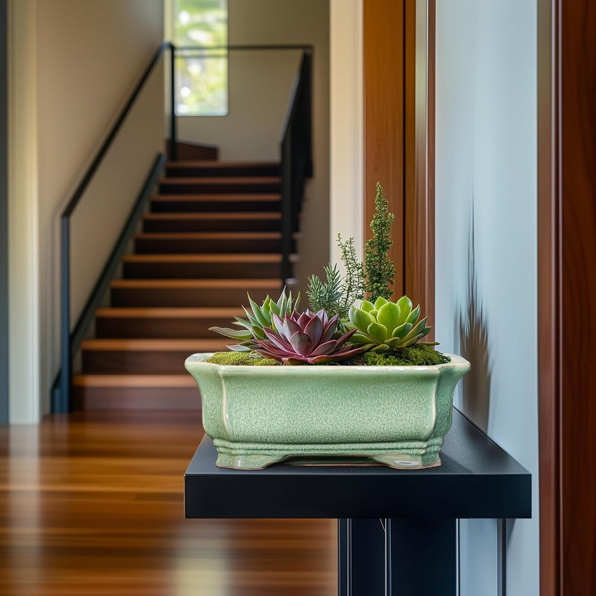 Bonsai Pots - 13.7 Inch Rectangle Ceramic Pots for Plants, Large Succulent Planter with Drainage