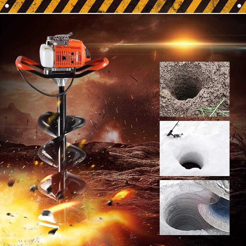72cc Post Hole Digger 2-Stroke Petrol Gas Powered Earth Digger with 2 Extension Rods + 3 Auger