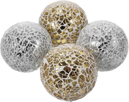 4pcs Mosaic Ball Home Sphere Ball Home Mosaic Sphere Decorative Glass Ornament Crafts Ornament