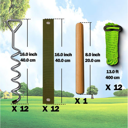 37pcs 12sets Heavy Duty Tree Stakes and Supports for Young Trees 16" Straightening Kit Metal Spiral