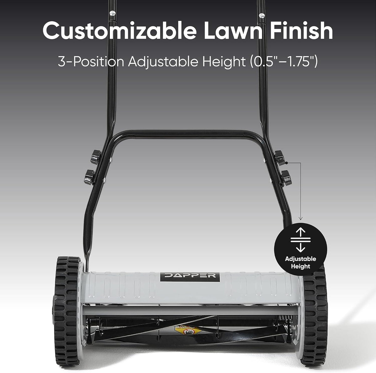 16" Push Reel Lawn Mower – Manual 5-Blade Hand Mower with Adjustable 3-Position Cutting Height