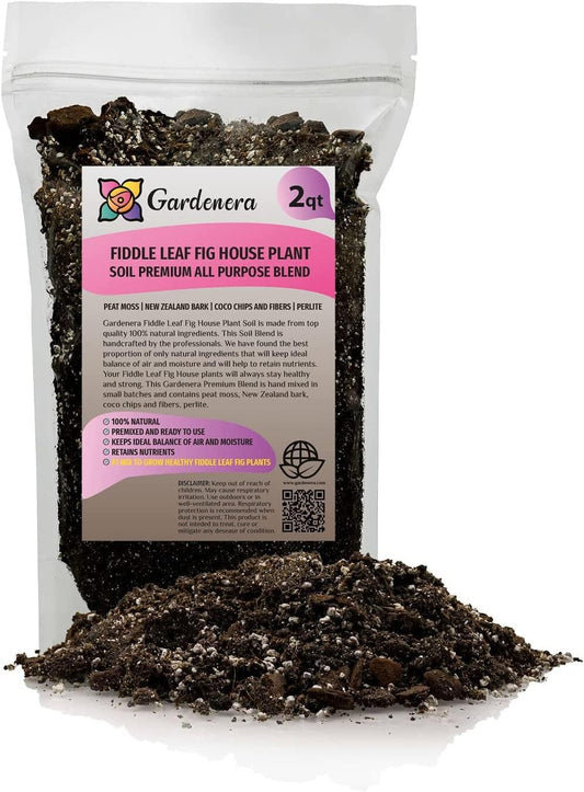 Gardenera Fiddle Leaf Fig House Plant Soil Premium All Purpose Blend - Peat Moss, New Zealand Bark